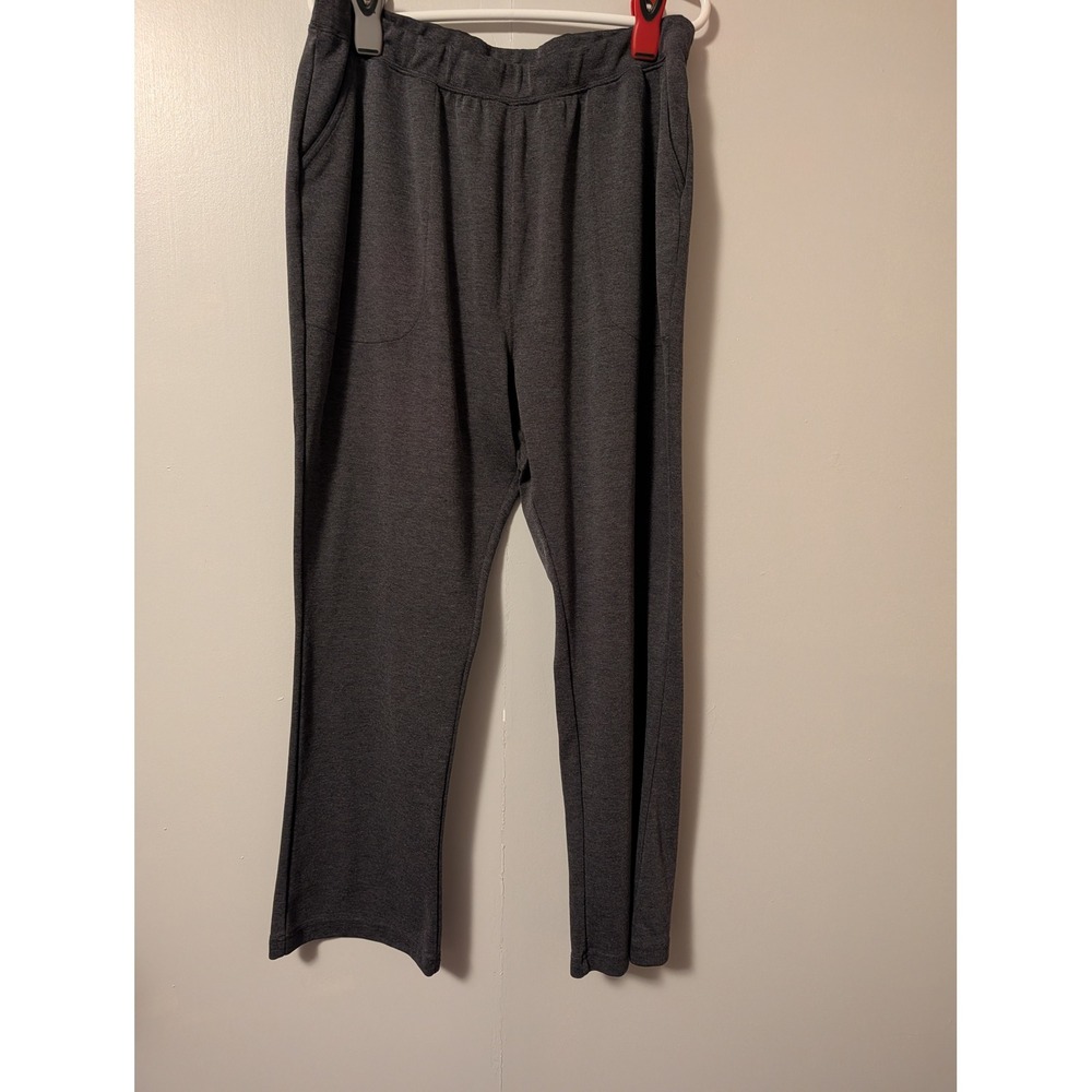 Woman Within Womens 22W Charcoal Gray Knit Elastic Waist Straight Leg Pants